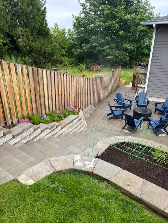 Before photo of patio stair fence before refinishing